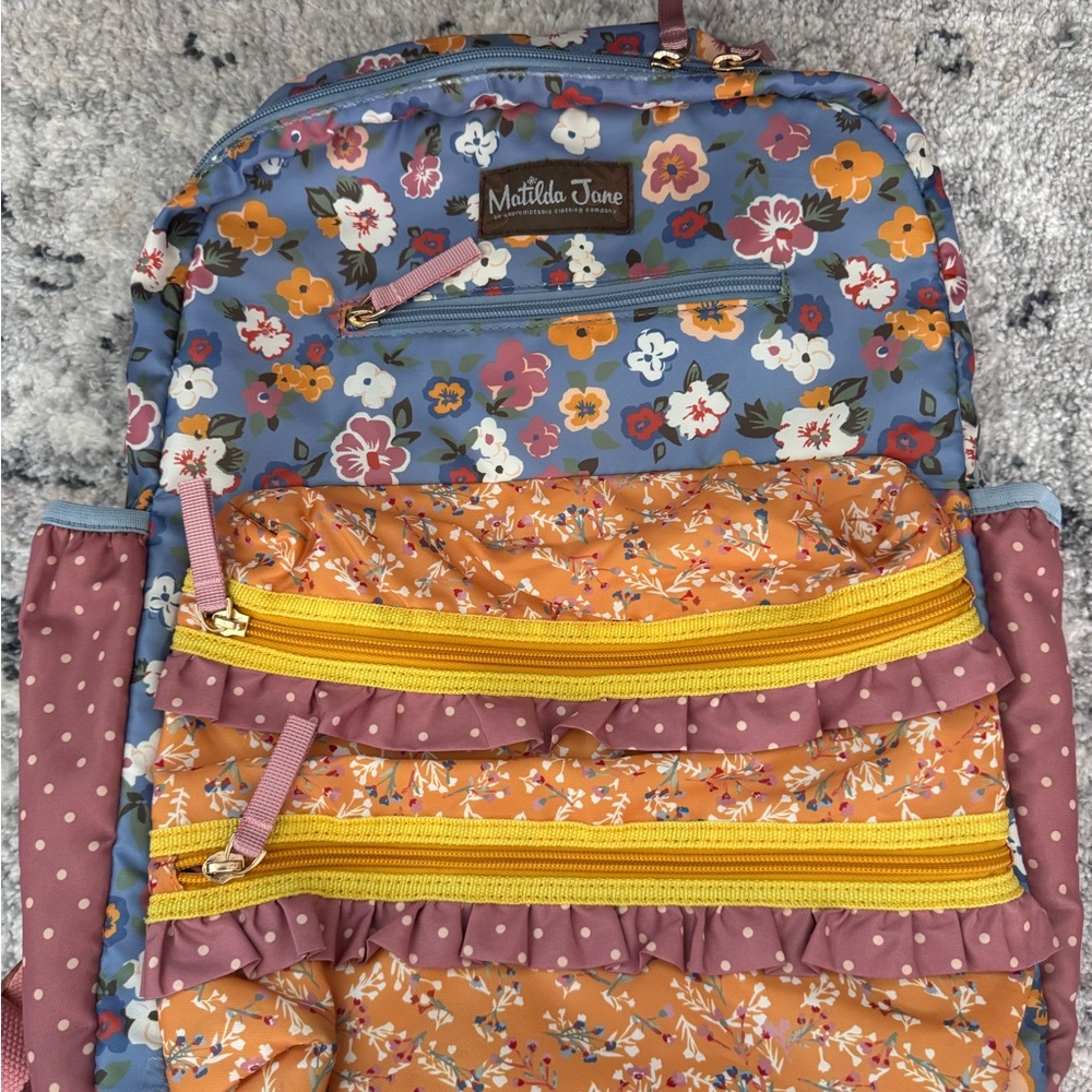 Matilda Jane Floral Patterned Backpack with Yellow Accents